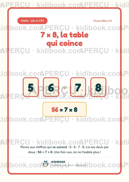 Affiche « 7 × 8 = 56, la table qui coince »