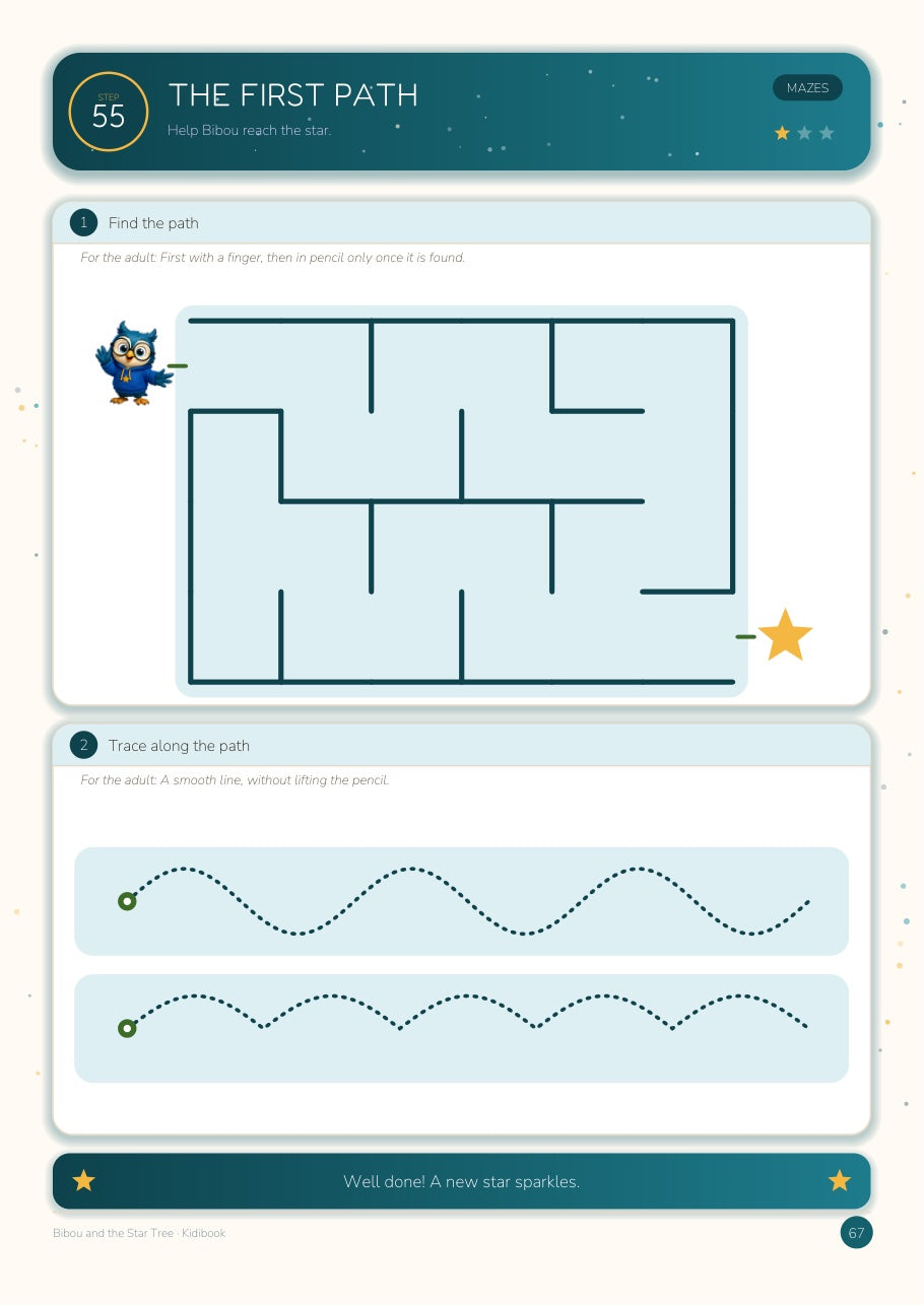 Bibou and the Star Tree — Large Activity Book for Kindergarten — inside page