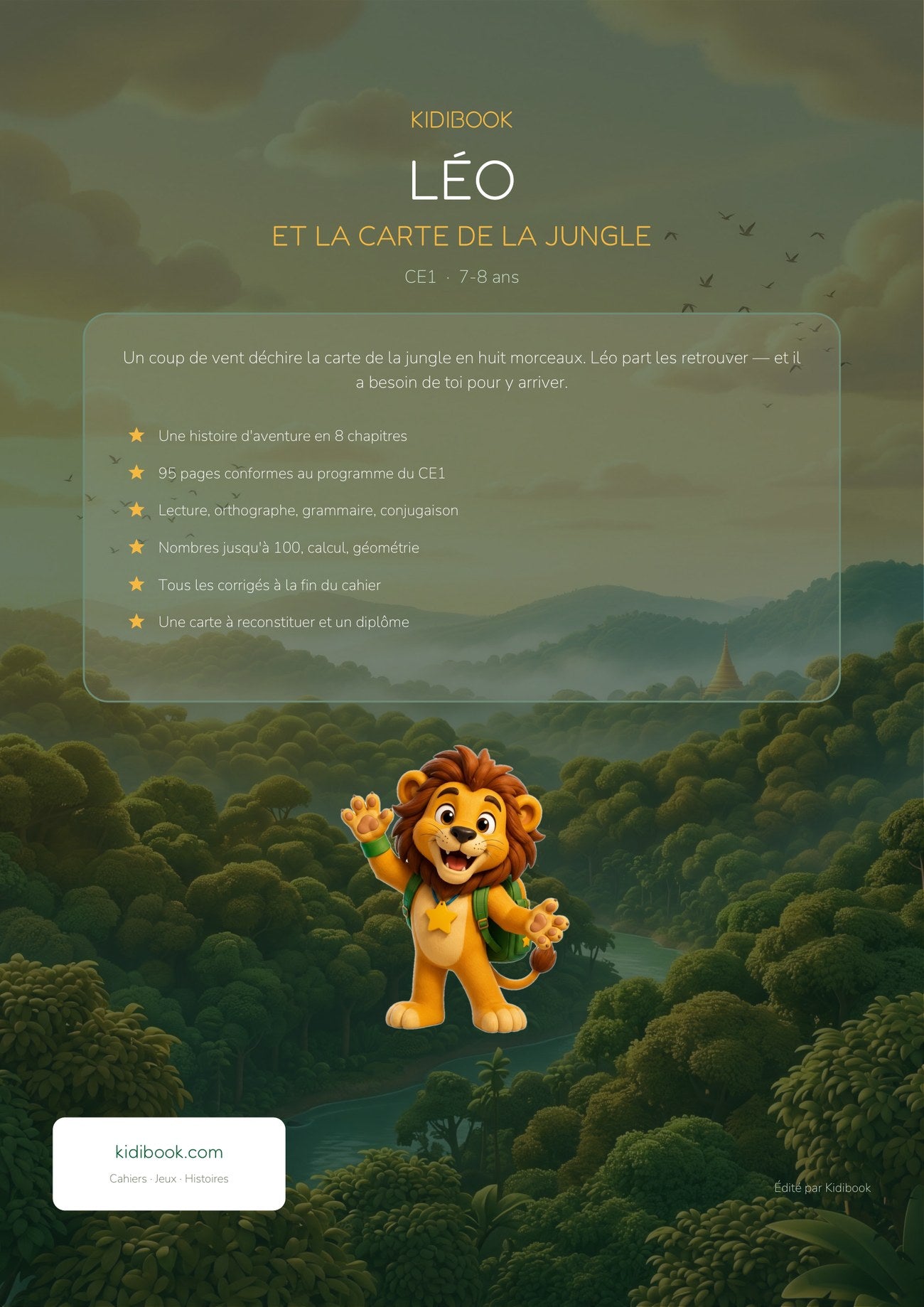 Dos du livre (4e de couverture) — Léo et la Carte de la Jungle — Grand cahier d'activités CE1