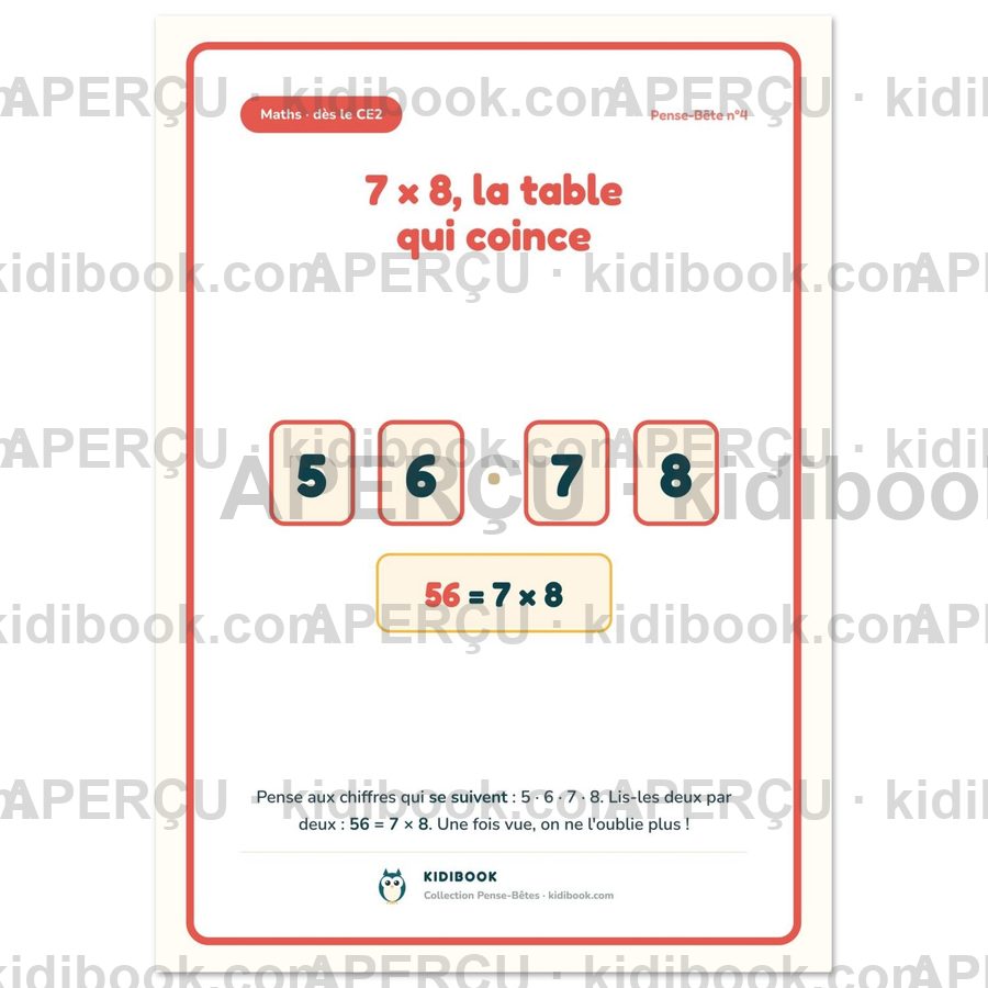 Couverture — Affiche « 7 × 8 = 56, la table qui coince »