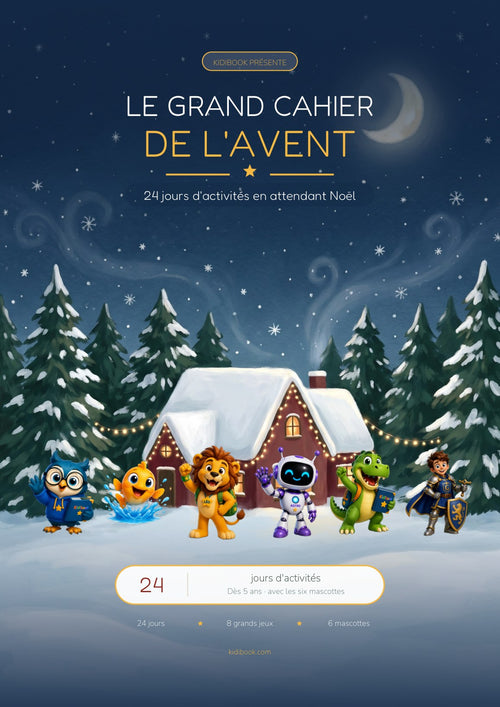 Couverture — Le Grand Cahier de l'Avent — 24 jours d'activités avec les 6 mascottes