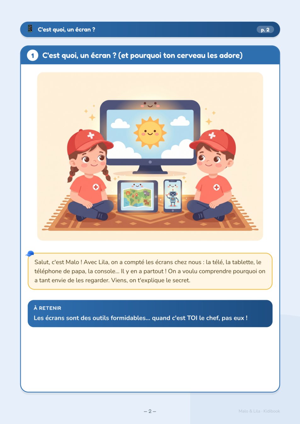 Aperçu intérieur — Malo & Lila, plus forts que les écrans — internet, jeux & téléphone (CP→CM2)
