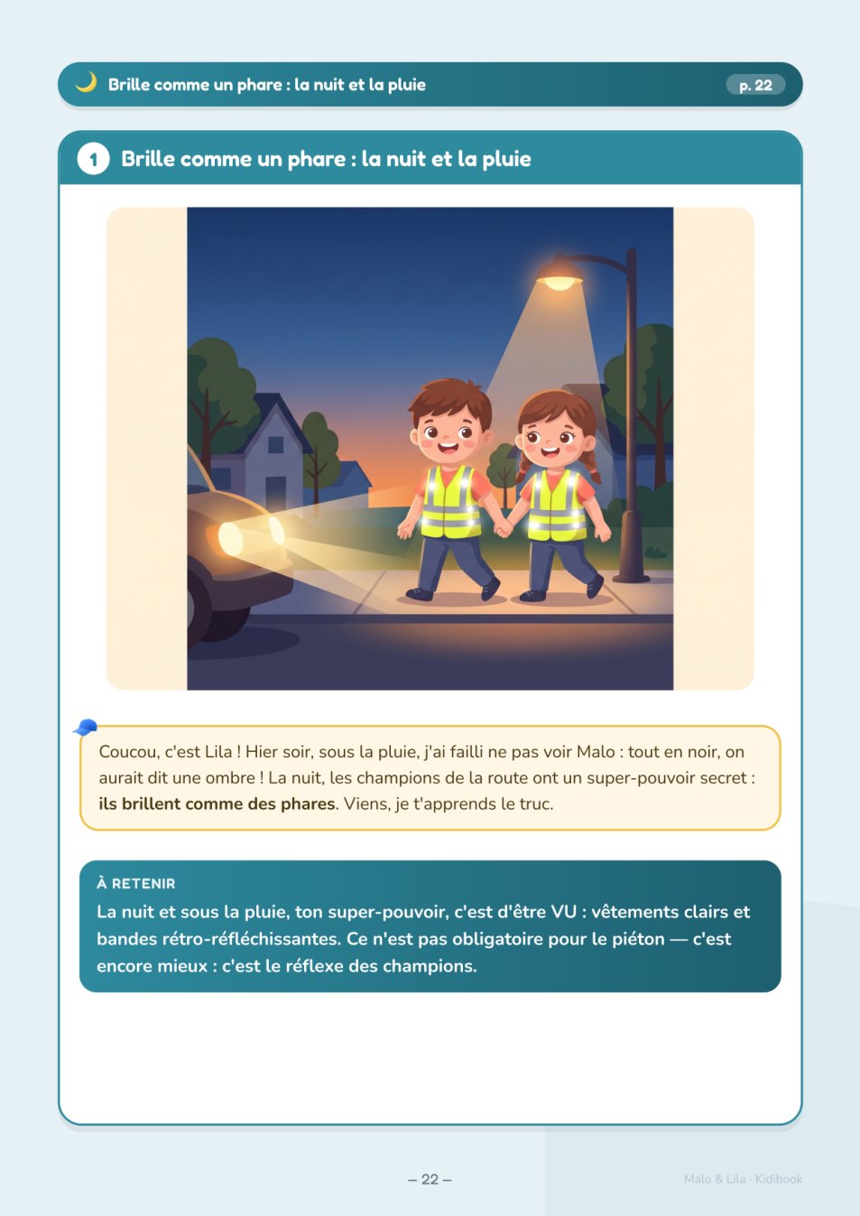 Aperçu intérieur — Malo & Lila, champions de la route — le code de la route expliqué aux enfants (CP→CM2)