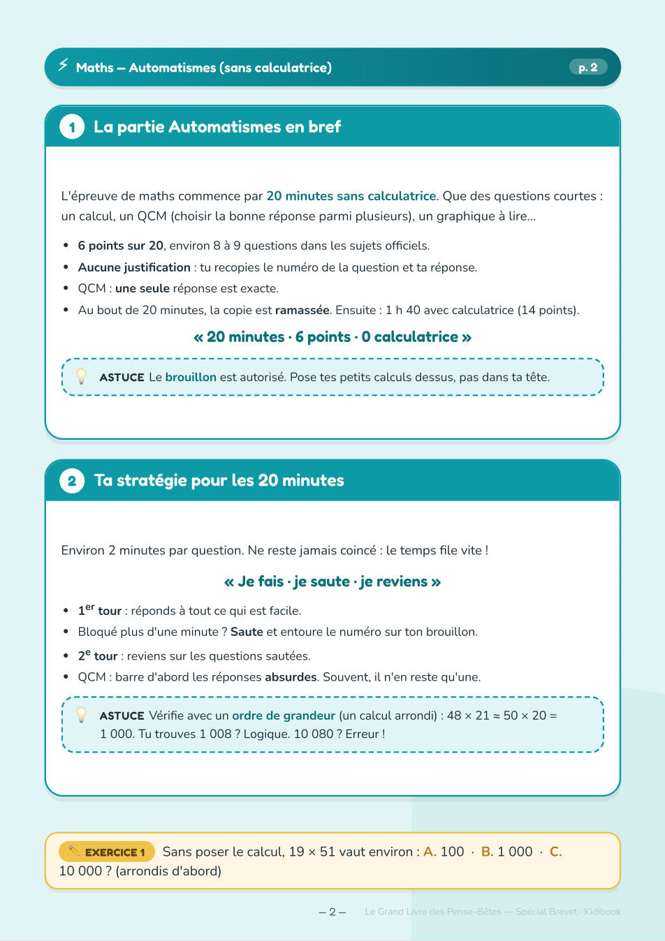 Extrait du PDF : les automatismes de maths