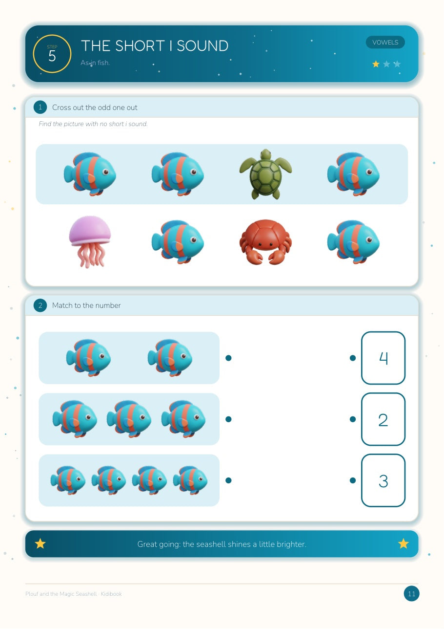Plouf and the Magic Seashell — Large Grade 1 Activity Book — inside page