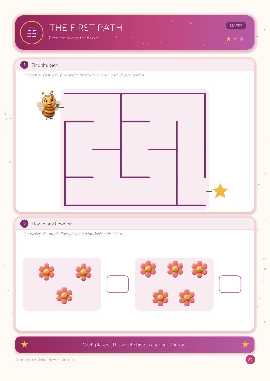 Rosie and the Golden Flower — Large Activity Book for Middle Kindergarten — inside page
