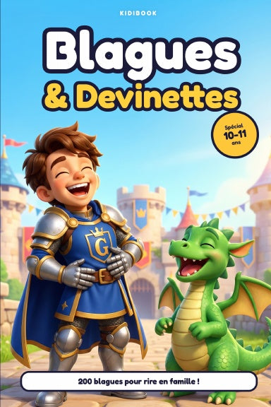Couverture du livre Blagues & Devinettes 10–11 ans, avec Gauvain, Éditions Kidibook